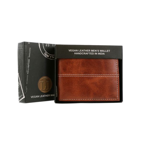*Wallet - Men's Vegan Leather Bifold - Brown