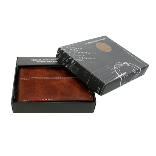 *Wallet - Men's Vegan Leather Bifold - Brown