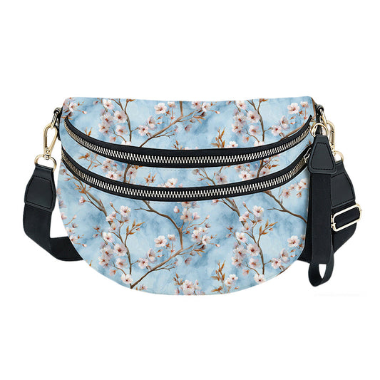 The Roni Nylon Crossbody - Ice Blue Cherry Blossom