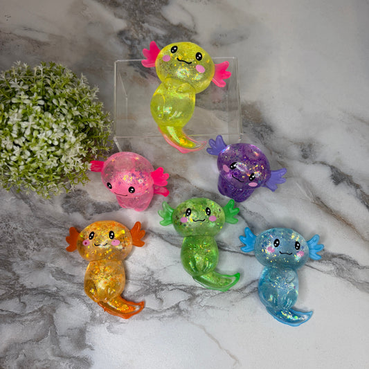 Squishy Toy - Axolotl Glitter