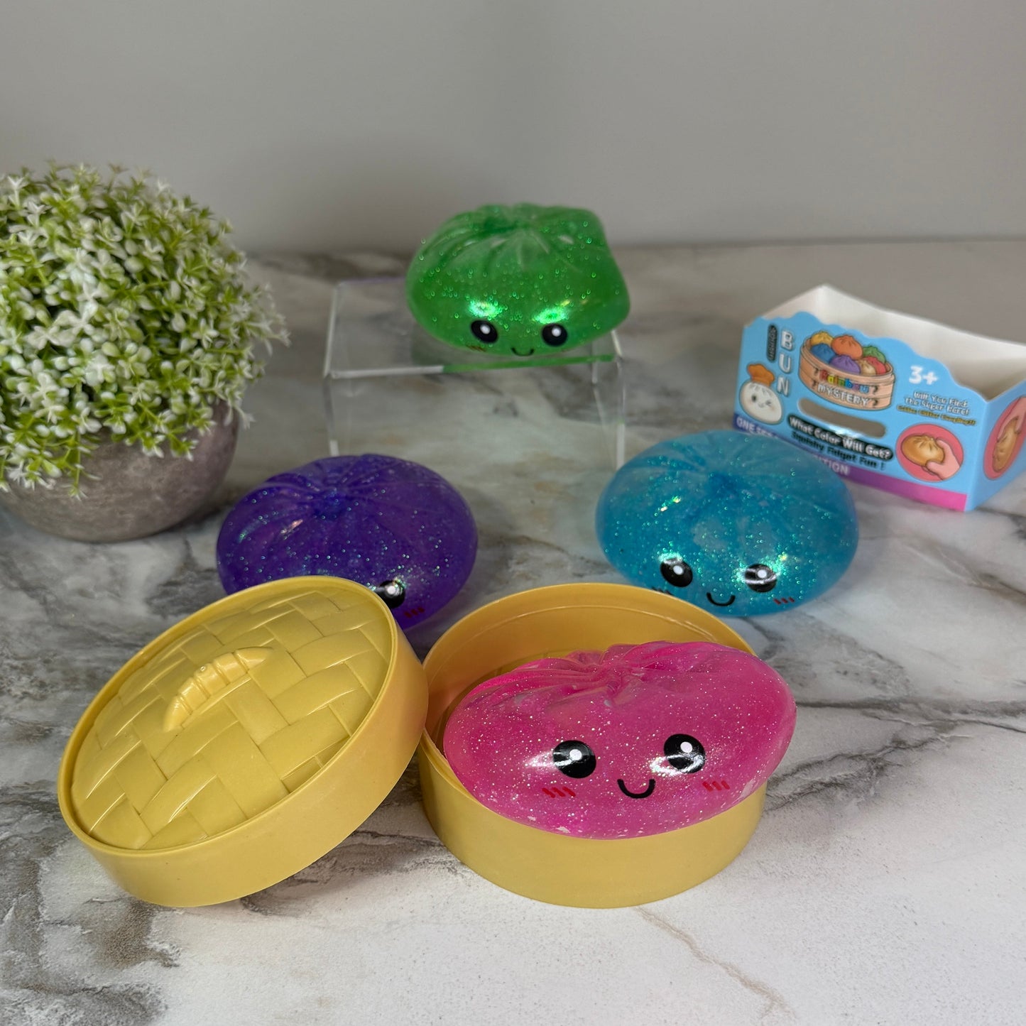 Squishy Toy - Viral Dumpling, Slow Rise Glitter - Pink