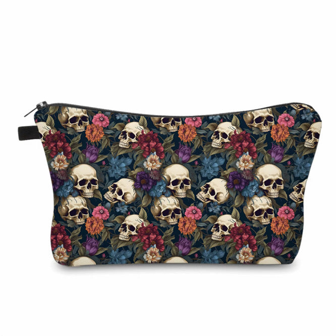 Pouch - Halloween Fall - Skull Floral Purple Blue Maroon