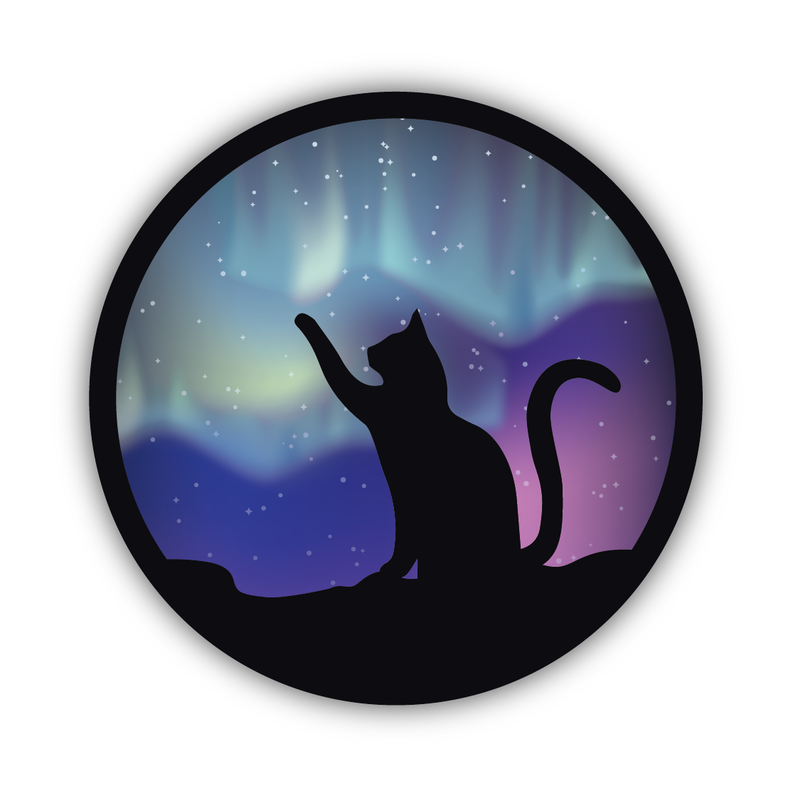 *Sticker - Northern Lights With Cat