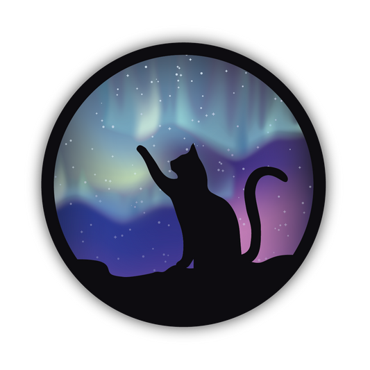 *Sticker - Northern Lights With Cat
