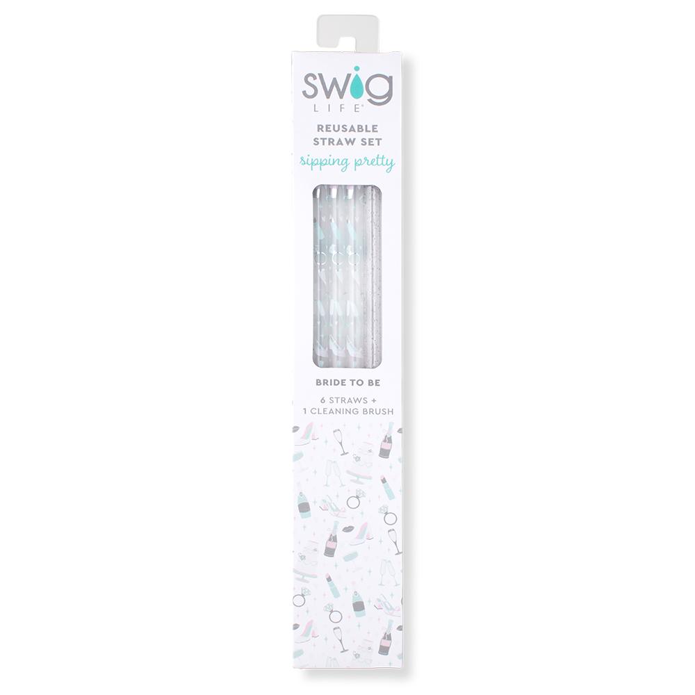 *SWIG Bride to Be + Silver Glitter Reusable Straw Set