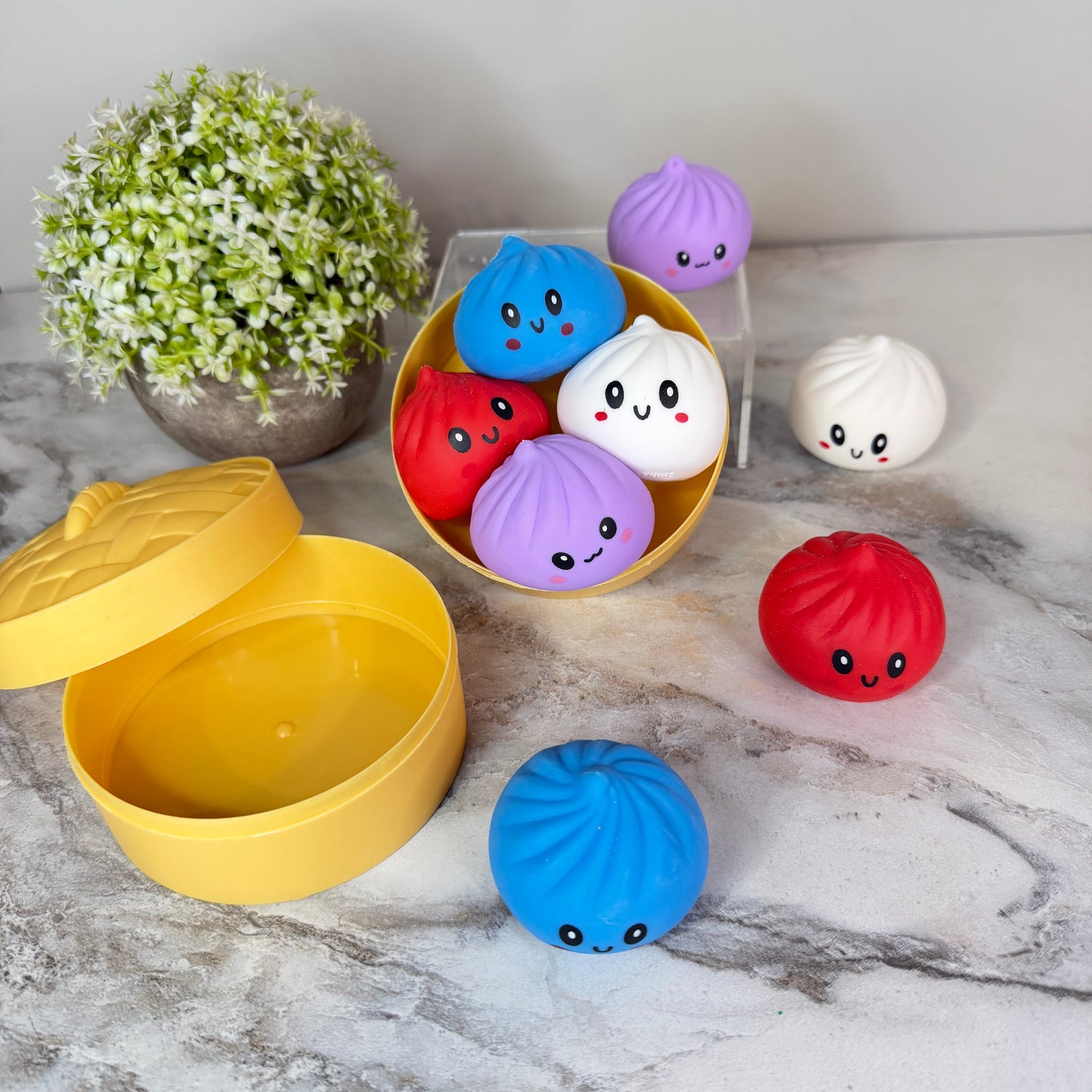 Squishy Toy - Mini Dumpling, Solids - 4 PACK!