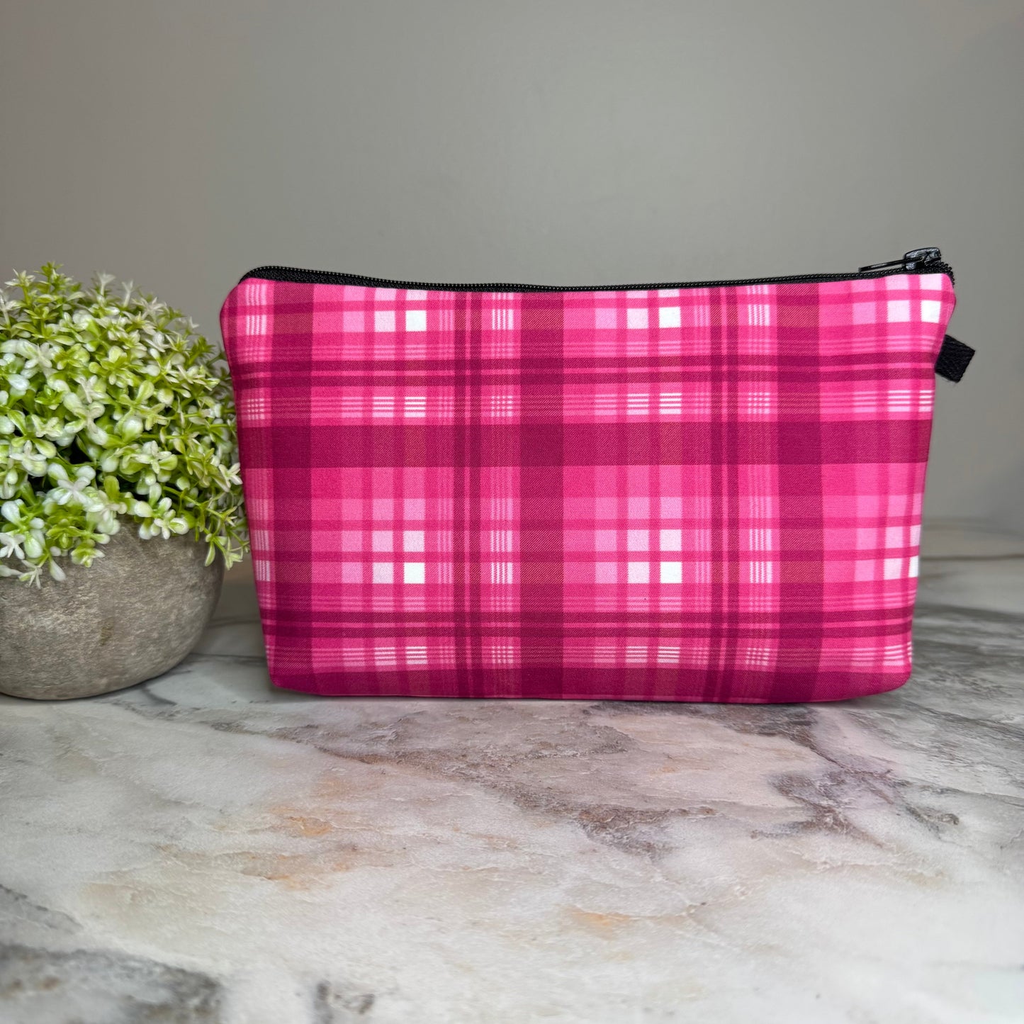 Pouch - Plaid, Pink