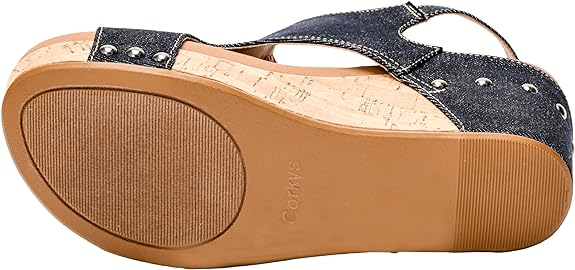 *Corkys Womens Carley Casual Sandals Mid Heel 2.5" - Denim