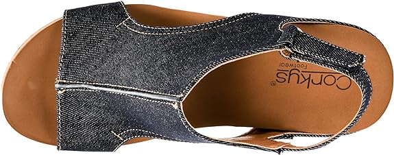 *Corkys Womens Carley Casual Sandals Mid Heel 2.5" - Denim
