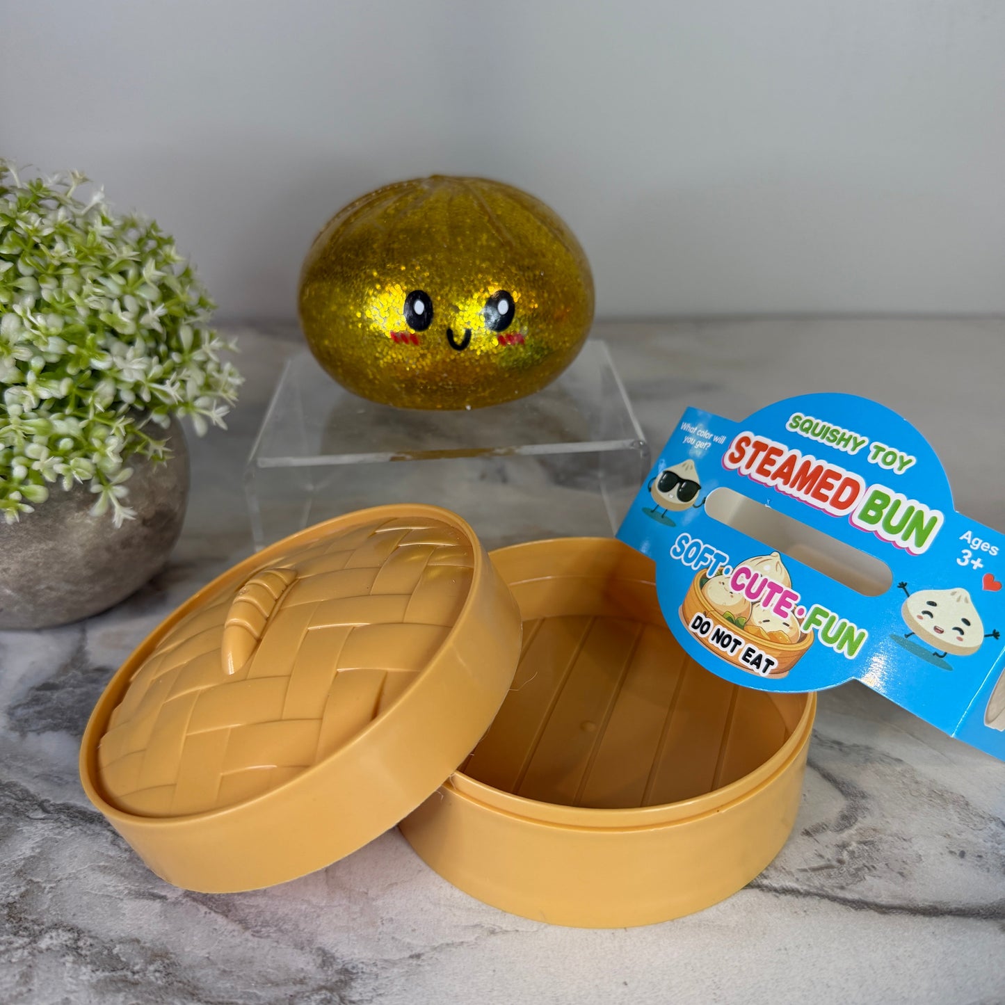Squishy Toy - Viral Dumpling, Gold Glitter + Water Beads