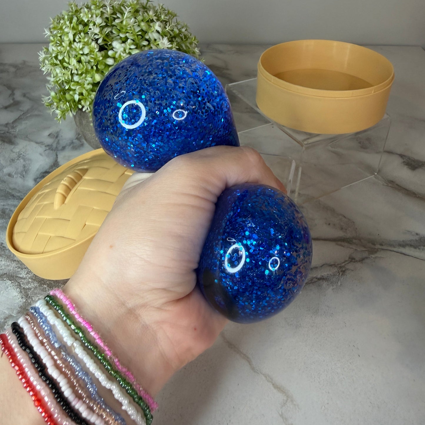 Squishy Toy - Viral Dumpling, Dark Blue Glitter