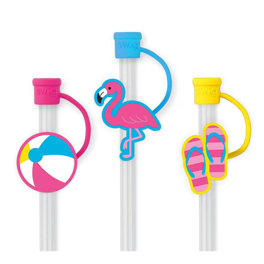*SWIG Straw Topper Set - Flamingos