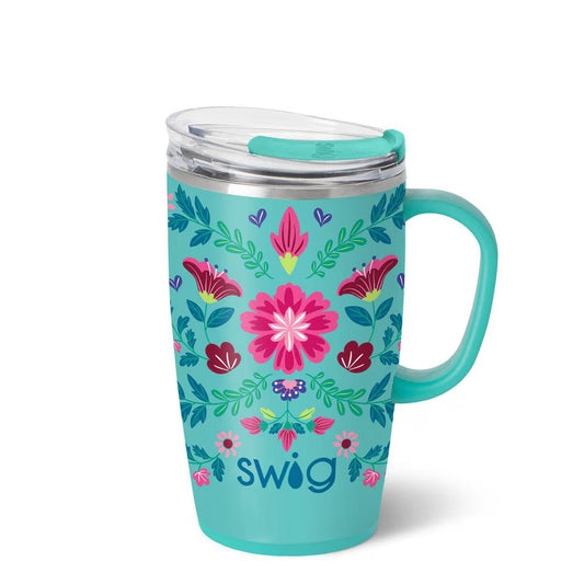 *SWIG Coffee Mug 18oz - Flora Azul