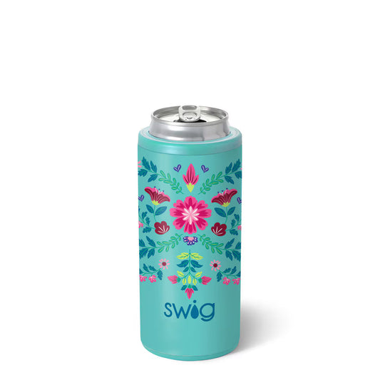 *SWIG - Skinny Can Cooler 12oz - Flora Azul