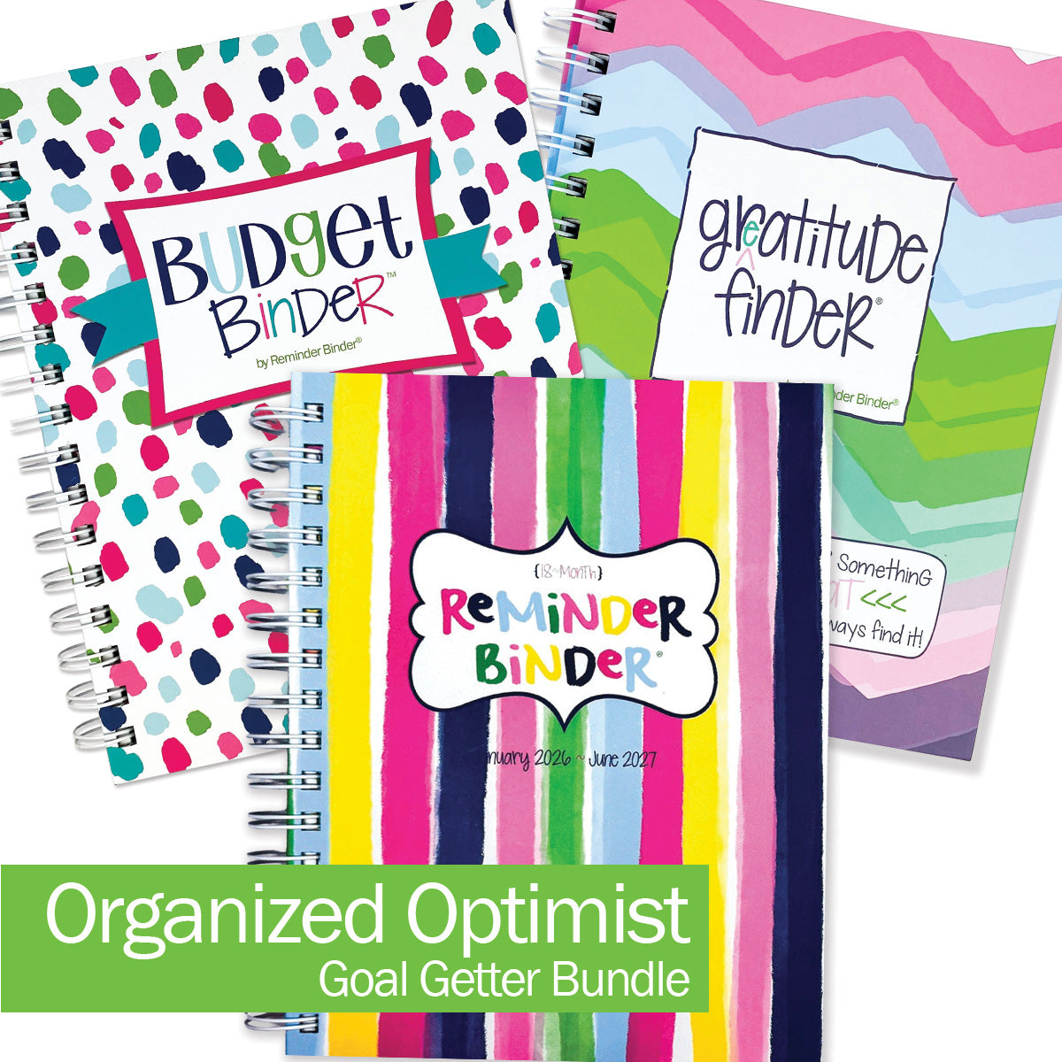 NEW! 2026 Goal Getter Bundle + 2026 Mini Calendar | Reminder Binder® Planner, Gratitude Finder® Journal and Budget Binder™