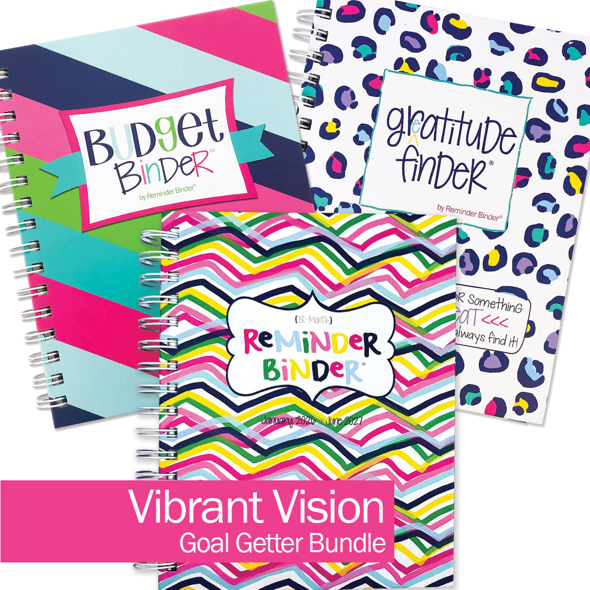 NEW! 2026 Goal Getter Bundle + 2026 Mini Calendar | Reminder Binder® Planner, Gratitude Finder® Journal and Budget Binder™