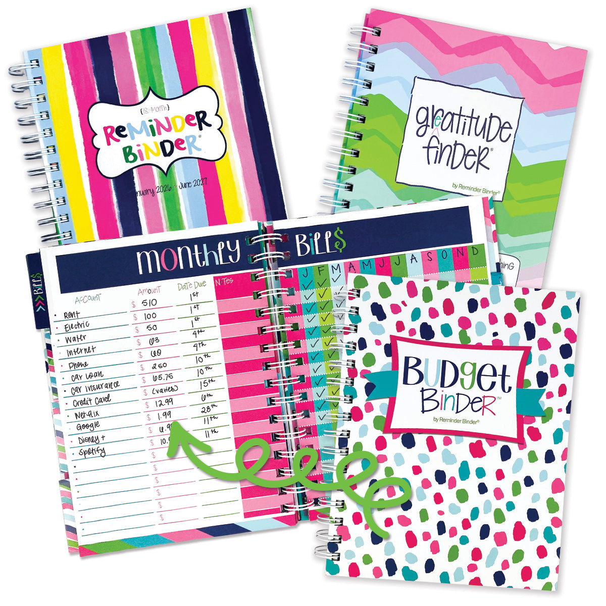 NEW! 2026 Goal Getter Bundle + 2026 Mini Calendar | Reminder Binder® Planner, Gratitude Finder® Journal and Budget Binder™