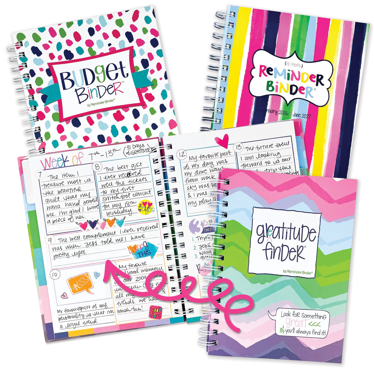 NEW! 2026 Goal Getter Bundle + 2026 Mini Calendar | Reminder Binder® Planner, Gratitude Finder® Journal and Budget Binder™