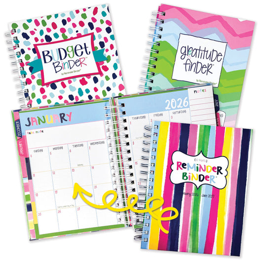 NEW! 2026 Goal Getter Bundle + 2026 Mini Calendar | Reminder Binder® Planner, Gratitude Finder® Journal and Budget Binder™