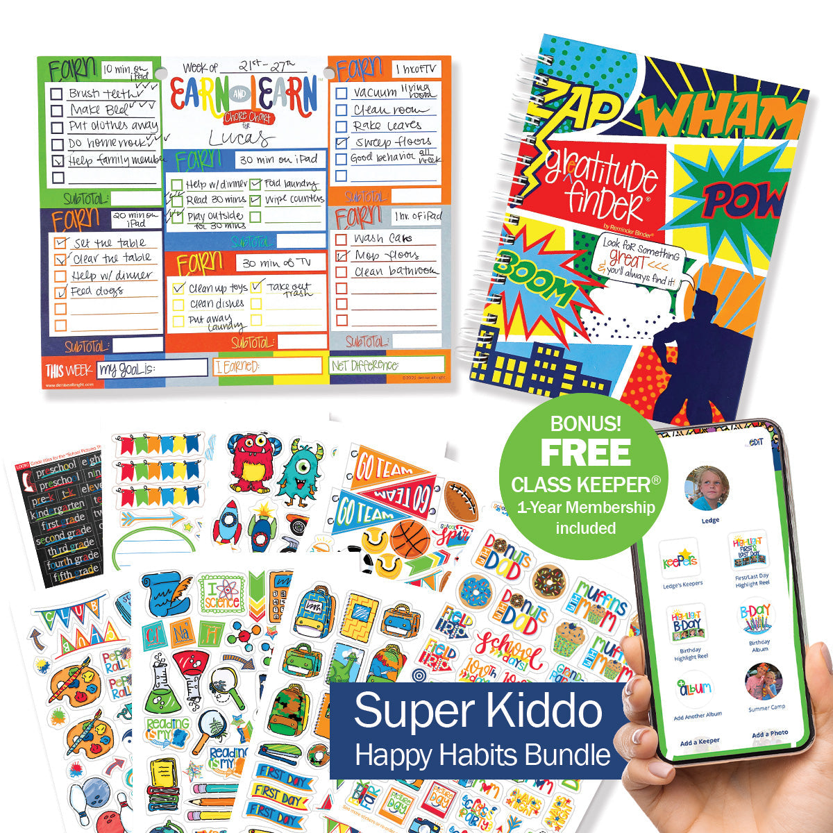 NEW! Happy Habits Bundle for Kids | Chore Chart, Gratitude Journal & Stickers + BONUS App Membership