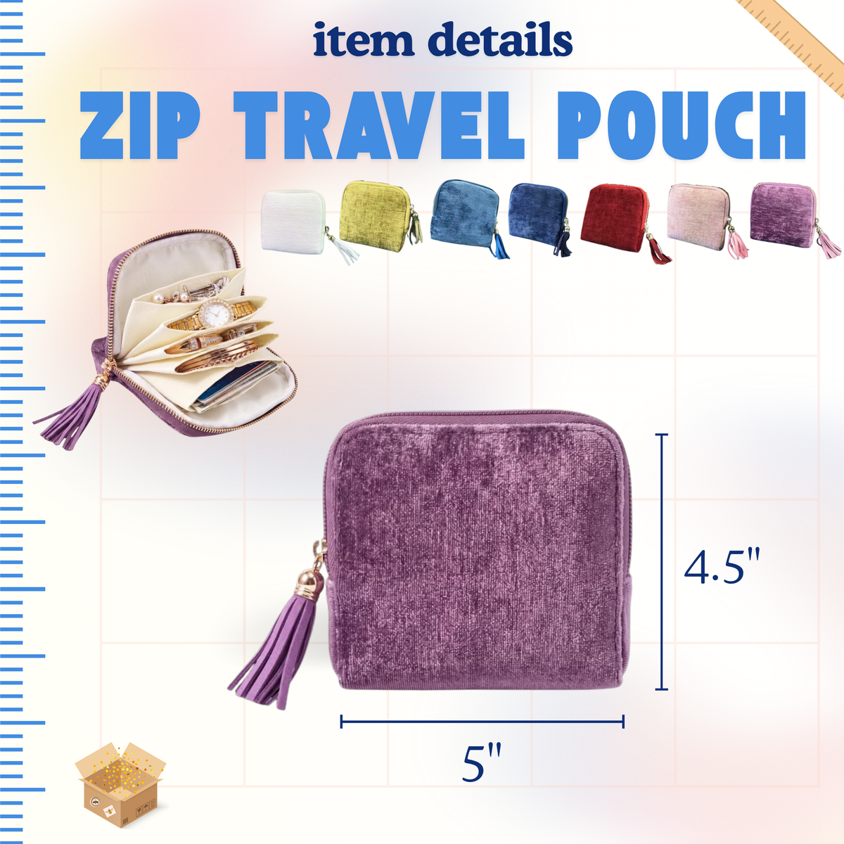 Zip Travel Pouch - Jewelry Storage