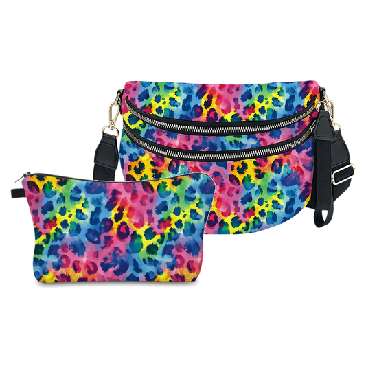 Bundled Set - Roni & Pouch - Bright Rainbow Animal Print