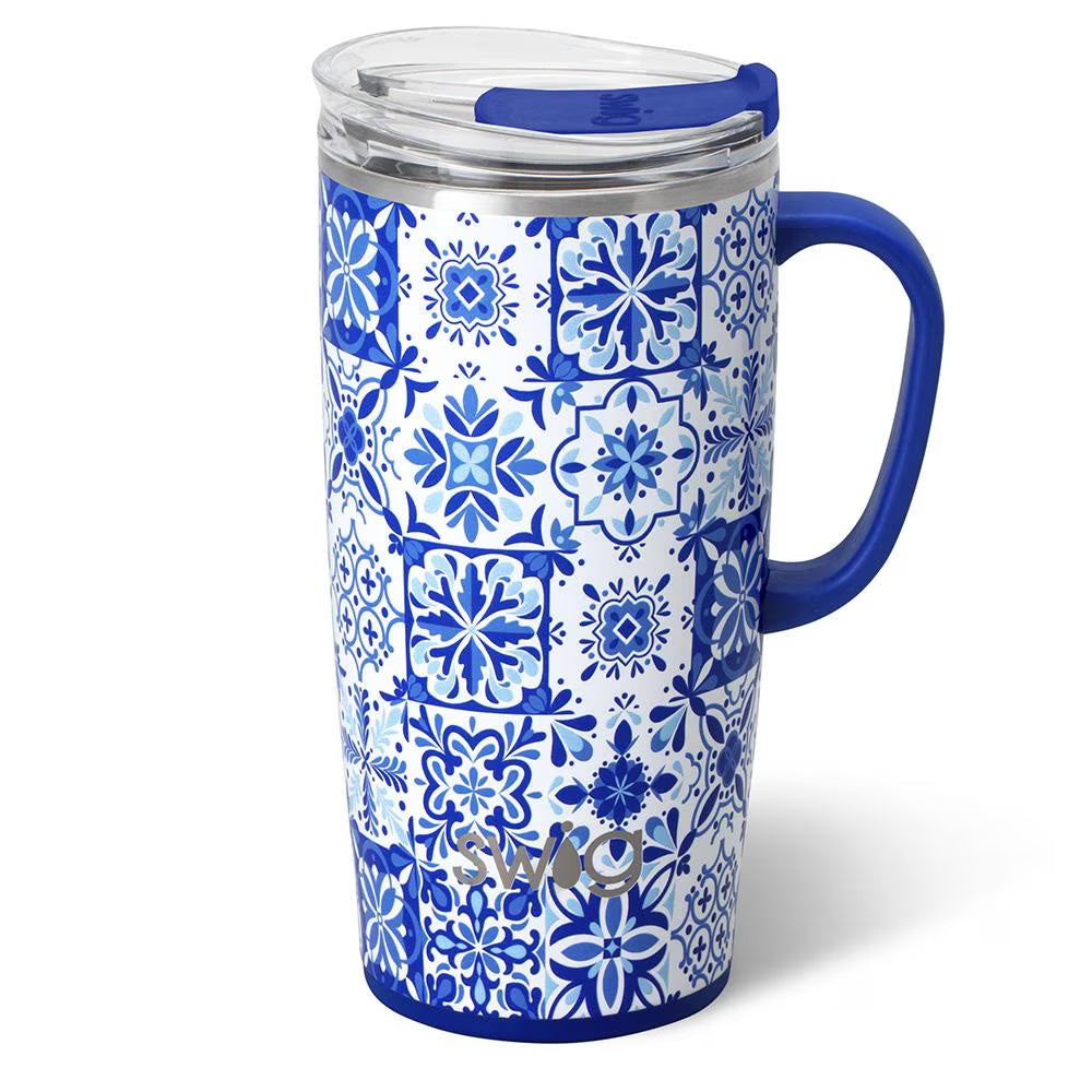 *SWIG Travel Mug (22oz) - Indigo Tiles