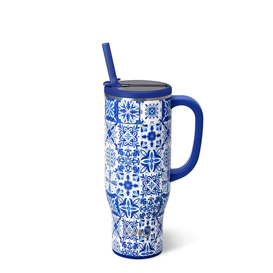 *SWIG Mega Mug 40oz - Indigo Tiles