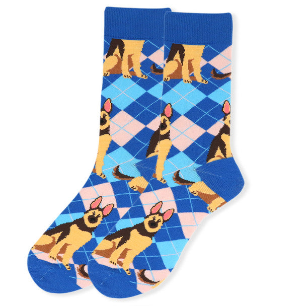 *Women's Argyle German Shepard Novelty Socks