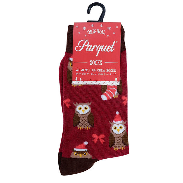 *Women's "Christmas Owl" Novelty Socks