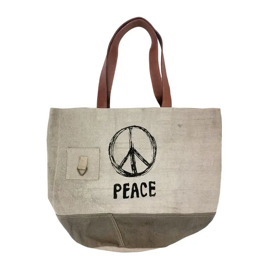 *Military Tent Bag - Large Peace Sign Tote