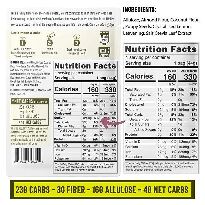 *SWEET LOGIC Keto Mug Cake Mix - Lemon Poppyseed