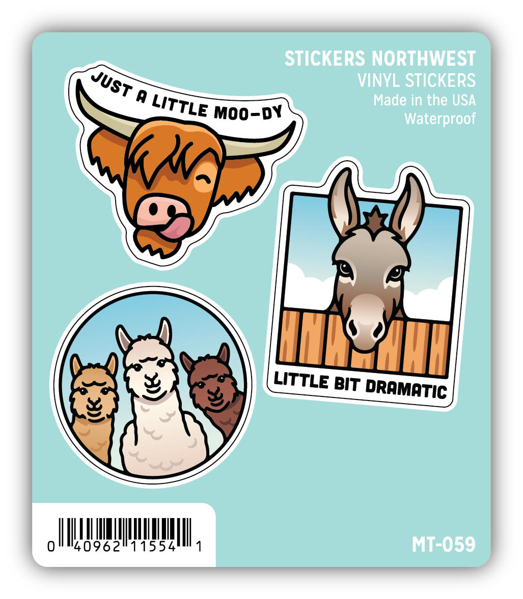 *Sticker Mini Trio - Livestock Animal Moody