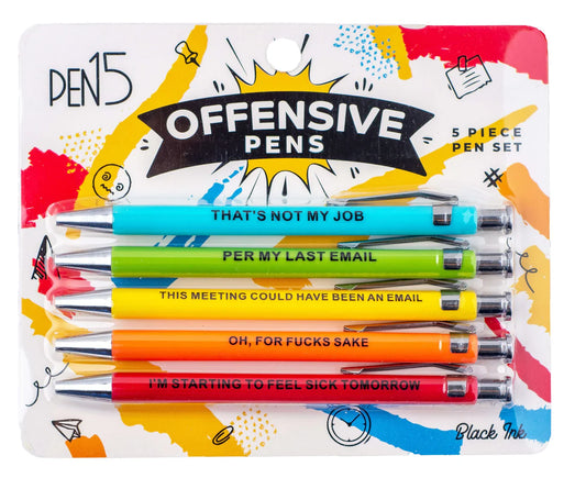 *Pen - Black ink 5 Count (Pack of 1) Offensive Office Pens