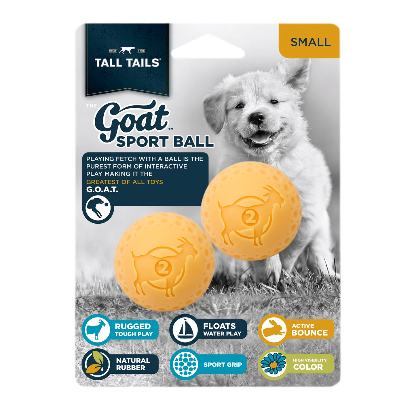 *Pet Toy - GOAT Ball Small - 2-pk 2" Yellow