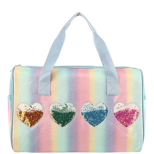 *Handbag - Rainbow Heart Glitter Tote Crossbody Bag