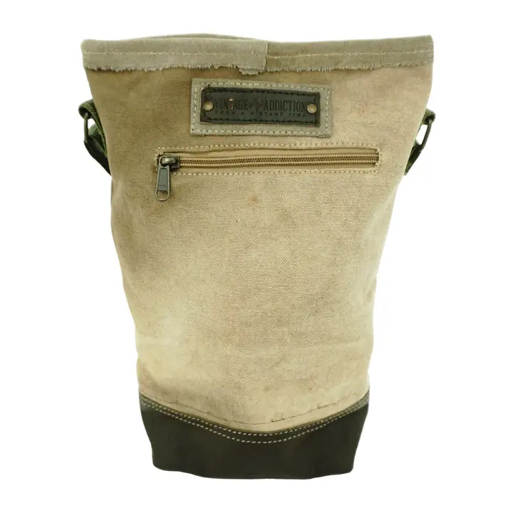 *Military Tent Bag - Recycled Crossbody with Leather