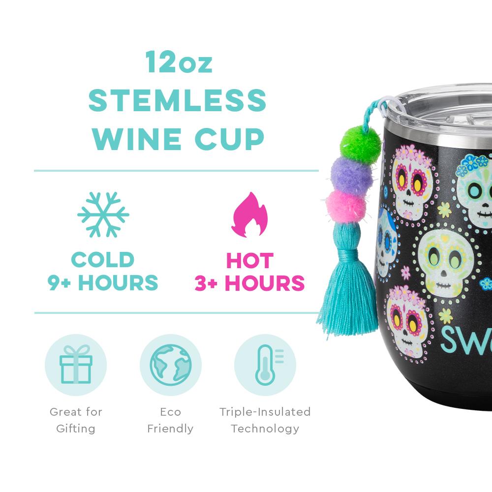 *SWIG Sugar Skulls Stemless Wine Cup (12oz)