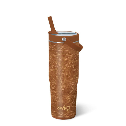 *SWIG Leakproof To-Go Tumbler 30oz - Saddle Stitch Cognac