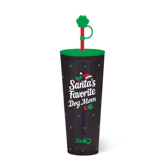 *SWIG Plastic Tumbler 24oz - Santa’s Favorite Dog Mom