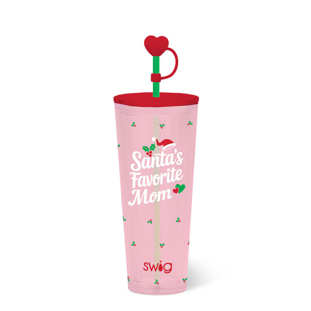*SWIG Plastic Tumbler 24oz - Santa’s Favorite Mom