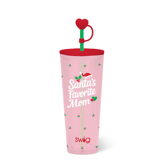 *SWIG Plastic Tumbler 24oz - Santa’s Favorite Mom