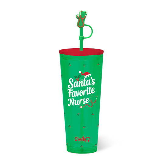 *SWIG Plastic Tumbler 24oz - Santa’s Favorite Nurse
