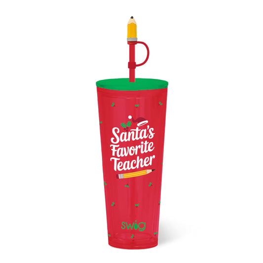*SWIG Plastic Tumbler 24oz - Santa’s Favorite Teacher
