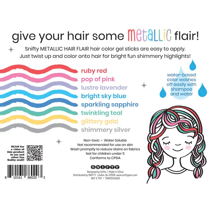 *Hair Color Gel Sticks - METALLIC Shimmery Hair Color Gel Sticks Set of 8