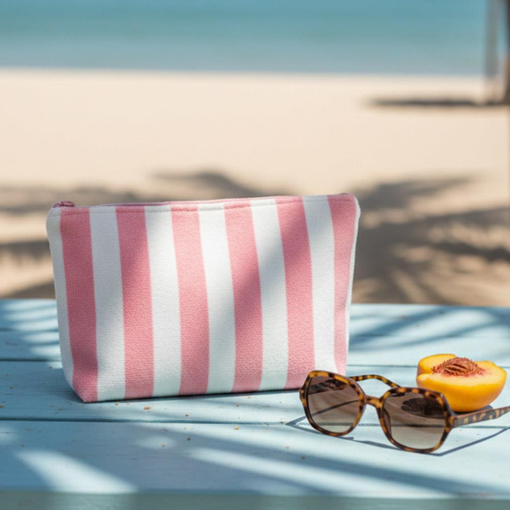 *Cosmetic Bag - Striped Terry Pouch