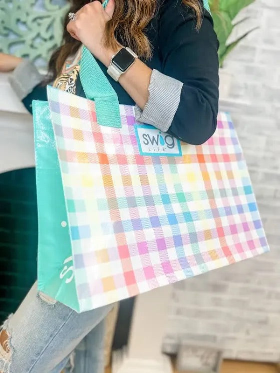 *SWIG Tote Bag - Pretty In Plaid Laminated