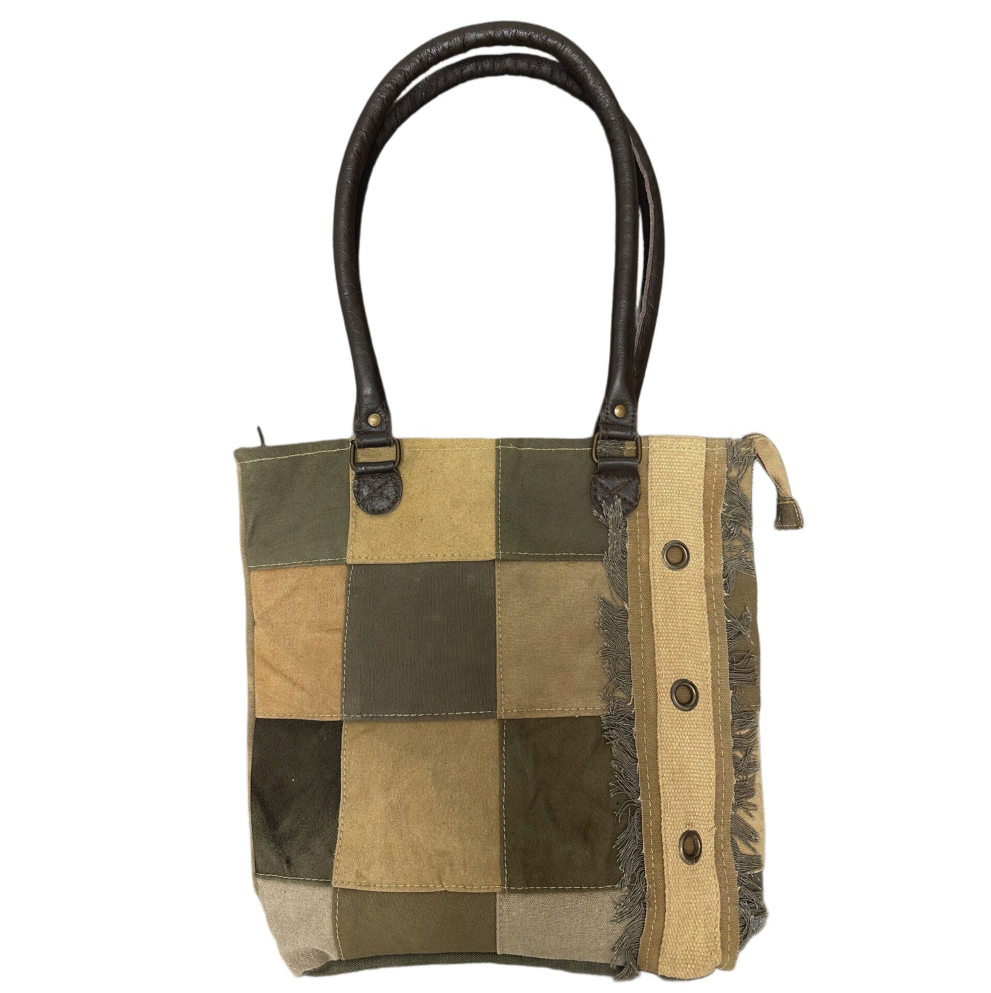 *Military Tent Bag - Recycled Military Tent Tote with Patchwork