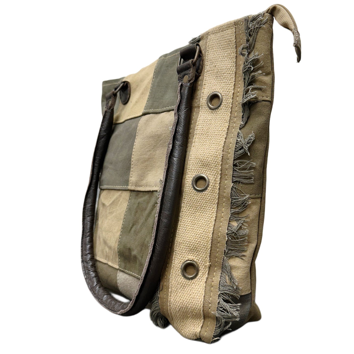 *Military Tent Bag - Recycled Military Tent Tote with Patchwork