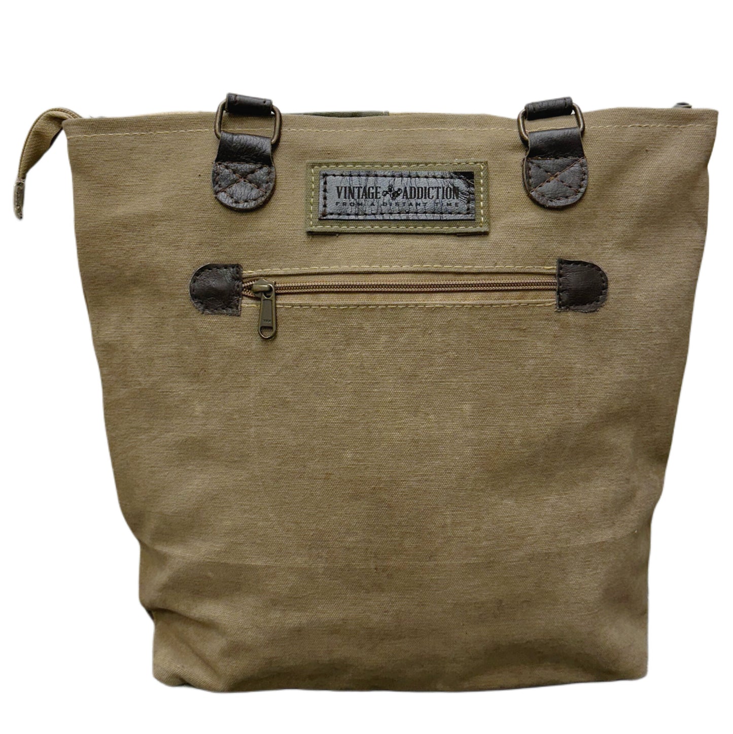*Military Tent Bag - Recycled Military Tent Tote with Patchwork